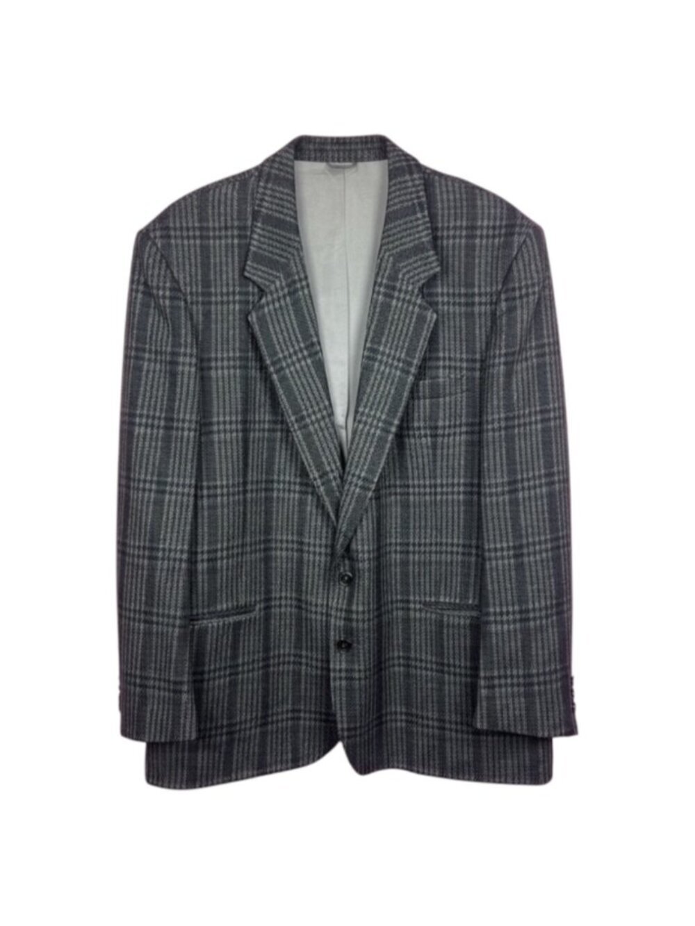 Givenchy Monsieur Vintage Glen Check Tweed Sport Coat Wool Silk Grey Men’s 46R